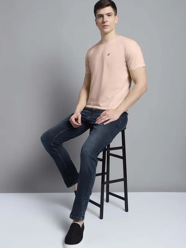 Coral_Cotton_Round_Neck_Short_Sleeves_T-Shirt_For_Men