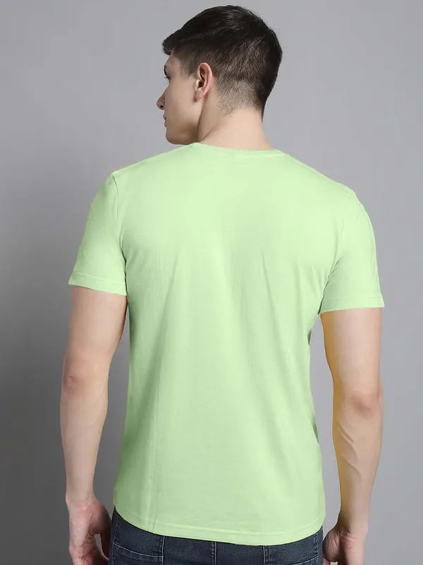 Sea_Green_Cotton_Round_Neck_Short_Sleeves_T-Shirt_For_Men