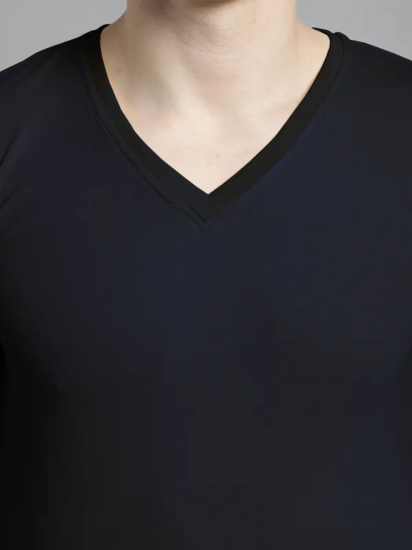 Navy_Blue_Cotton_V-Neck_Long_Sleeves_T-Shirt_For_Men
