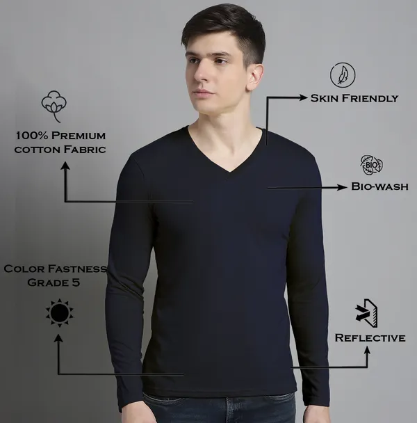 Navy_Blue_Cotton_V-Neck_Long_Sleeves_T-Shirt_For_Men