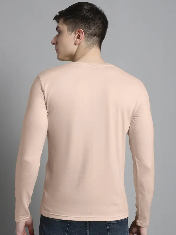 Coral_Cotton_V-Neck_Long_Sleeves_T-Shirt_For_Men