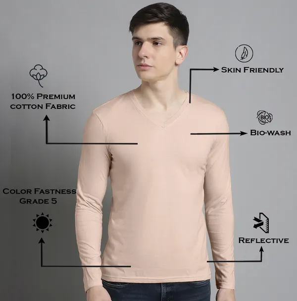Coral_Cotton_V-Neck_Long_Sleeves_T-Shirt_For_Men
