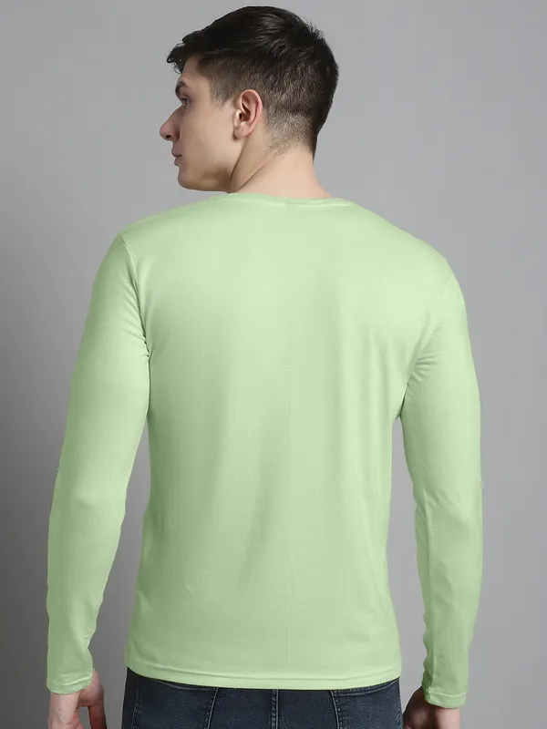 Sea_Green_Cotton_V-Neck_Long_Sleeves_T-Shirt_For_Men