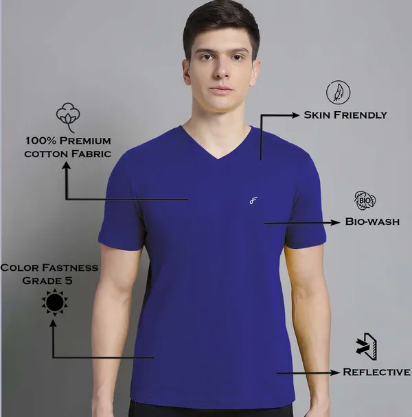 Blue_Cotton_V-Neck_Short_Sleeves_T-Shirt_For_Men