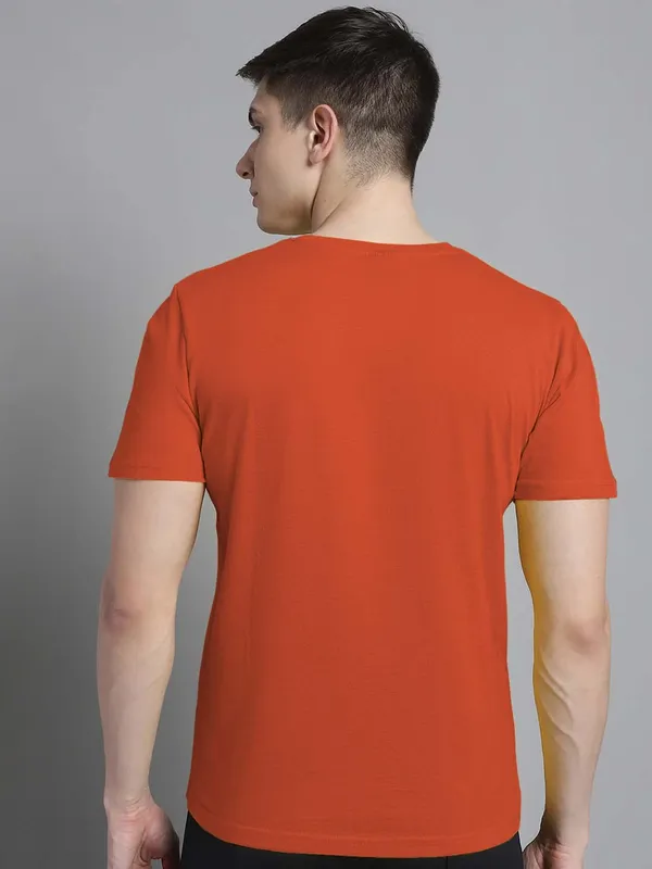 Orange_Cotton_V-Neck_Short_Sleeves_T-Shirt_For_Men