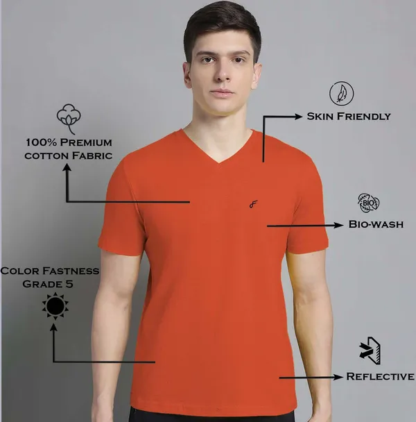Orange_Cotton_V-Neck_Short_Sleeves_T-Shirt_For_Men