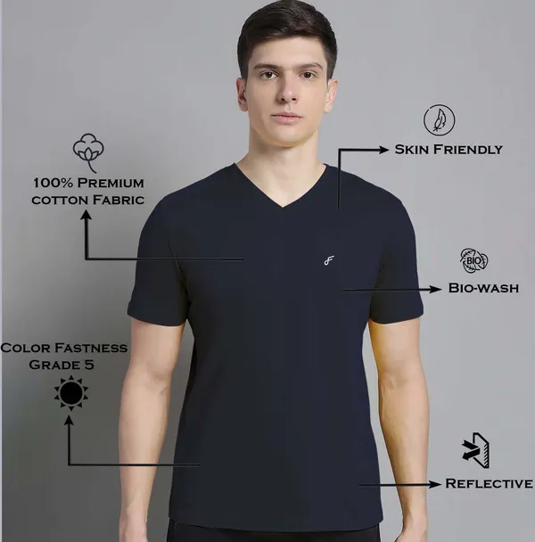 Navy_Blue_Cotton_V-Neck_Short_Sleeves_T-Shirt_For_Men