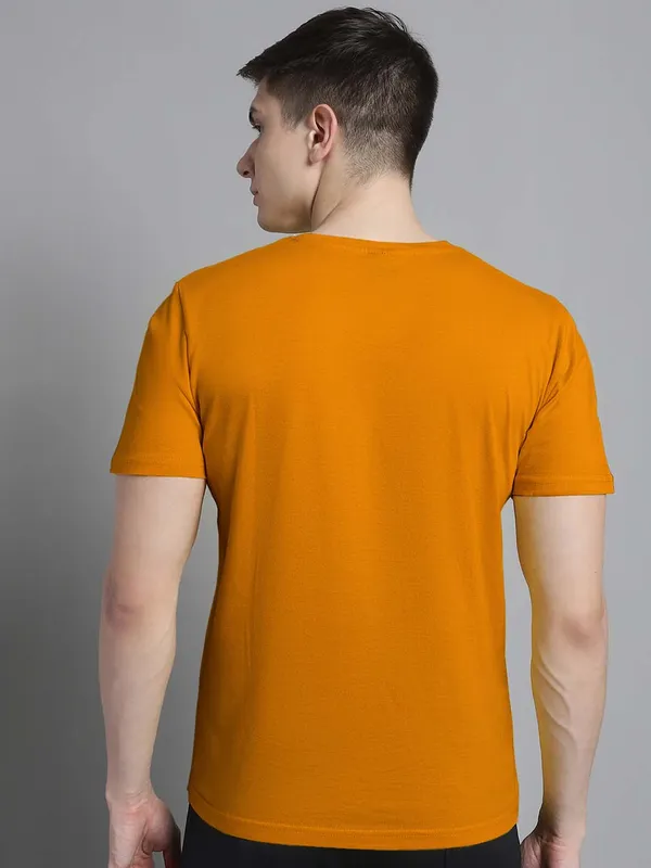 Mustard_Cotton_V-Neck_Short_Sleeves_T-Shirt_For_Men