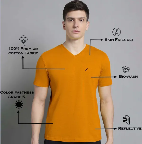 Mustard_Cotton_V-Neck_Short_Sleeves_T-Shirt_For_Men