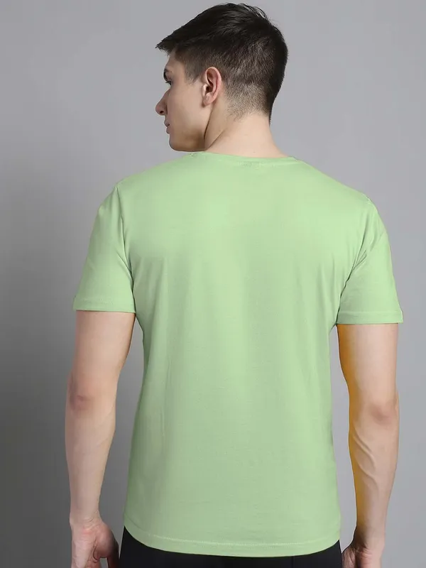 Sea_Green_Cotton_V-Neck_Short_Sleeves_T-Shirt_For_Men