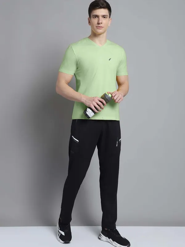 Sea_Green_Cotton_V-Neck_Short_Sleeves_T-Shirt_For_Men