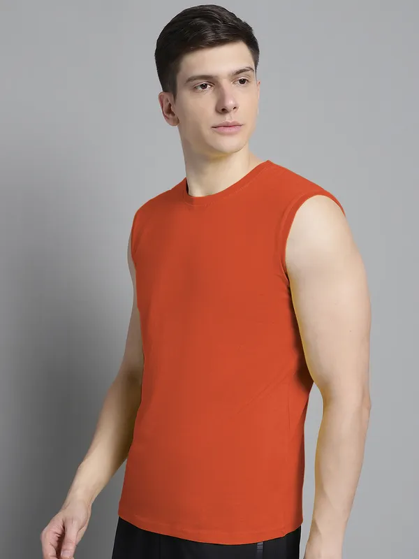 Orange_Cotton_Round_Neck_Sleeveless_T-Shirt_For_Men