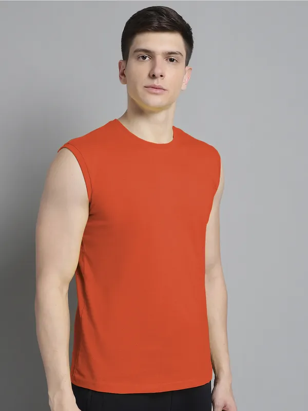 Orange_Cotton_Round_Neck_Sleeveless_T-Shirt_For_Men