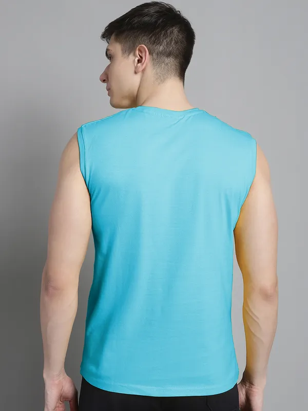 Turquoise_Blue_Cotton_Round_Neck_Sleeveless_T-Shirt_For_Men