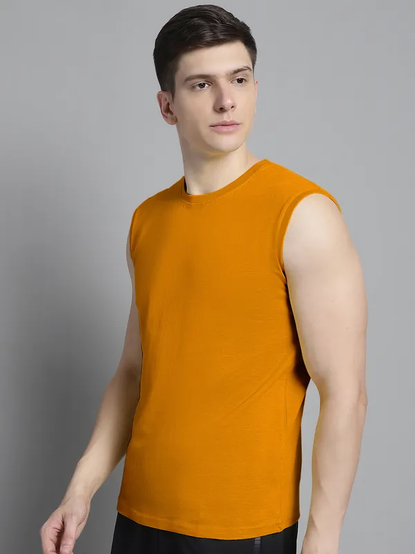 Mustard_Cotton_Round_Neck_Sleeveless_T-Shirt_For_Men