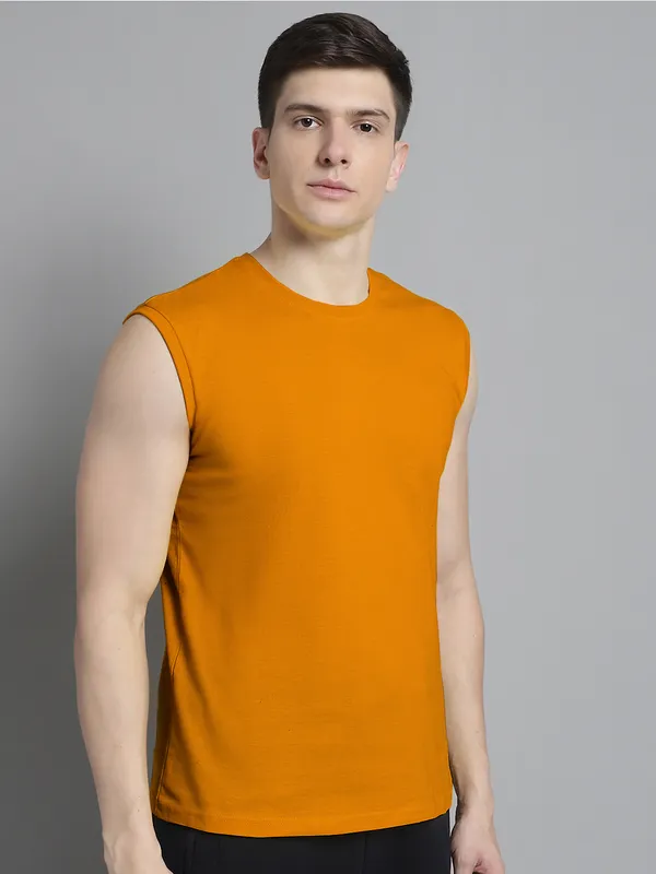 Mustard_Cotton_Round_Neck_Sleeveless_T-Shirt_For_Men