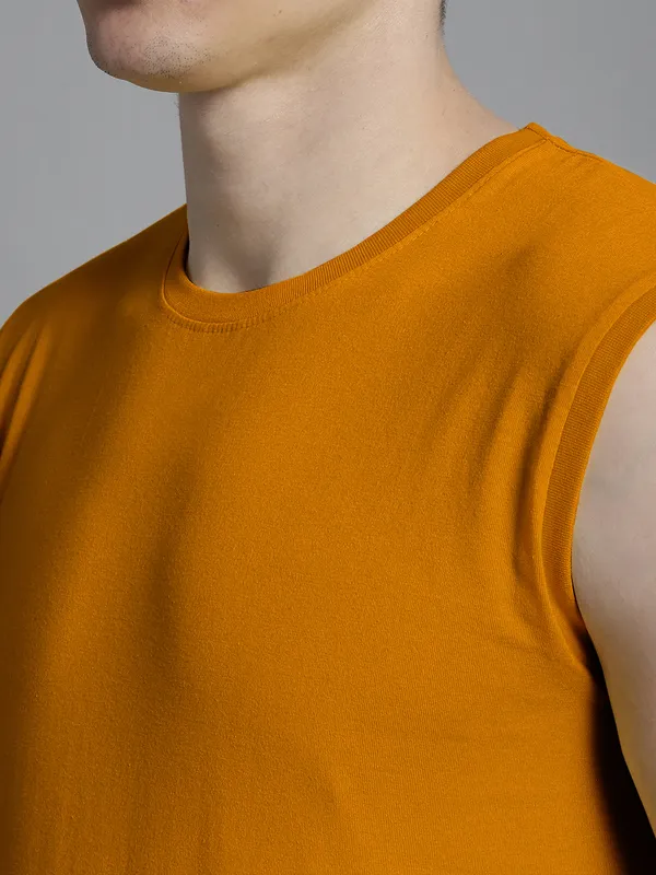 Mustard_Cotton_Round_Neck_Sleeveless_T-Shirt_For_Men