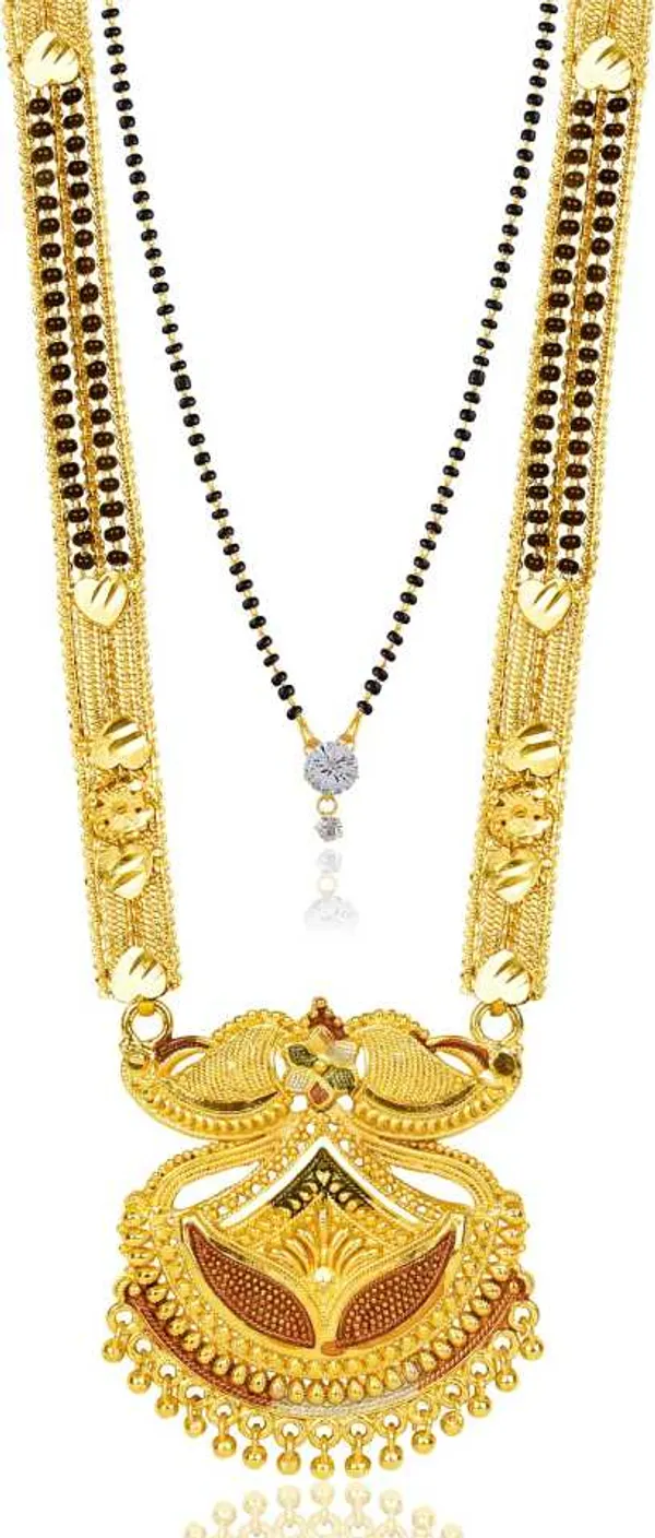 Combo_Of_2_Pcs_Ethnic_Traditional_One_Gram_Gold_Glorious_Maharashtrian_Style_Long_Chain_Black_Beads_30_Inch_And_18_Inch_Short