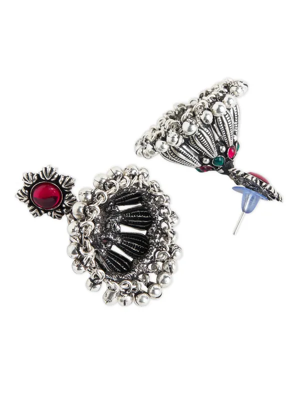 German_silver_plated_pink_stone_jhumkas