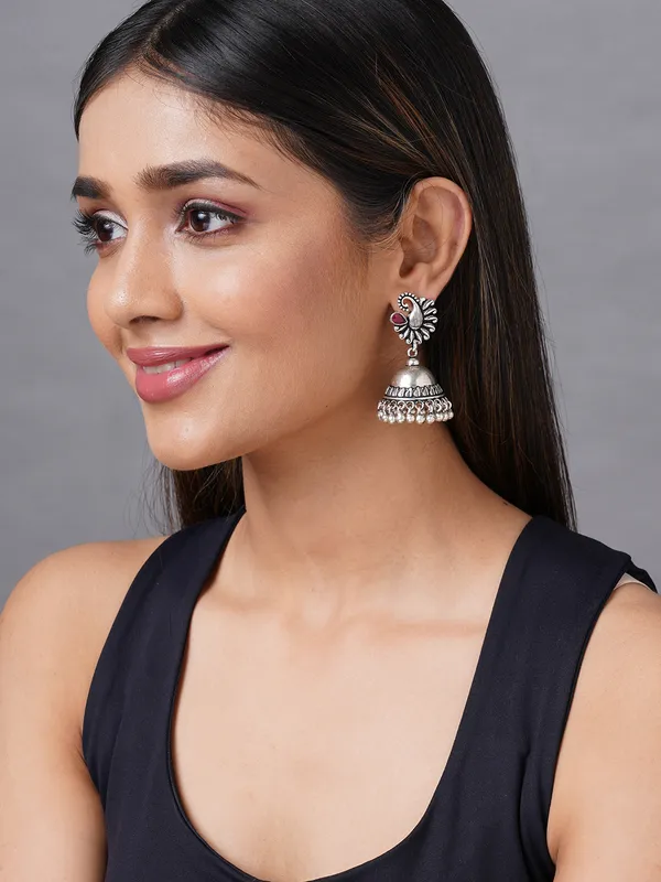 German_silver_peacock_shape_jhumka