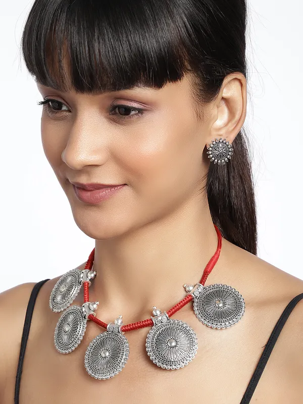 Oxidized_Red_Silver-Plated_Jewellery_Set