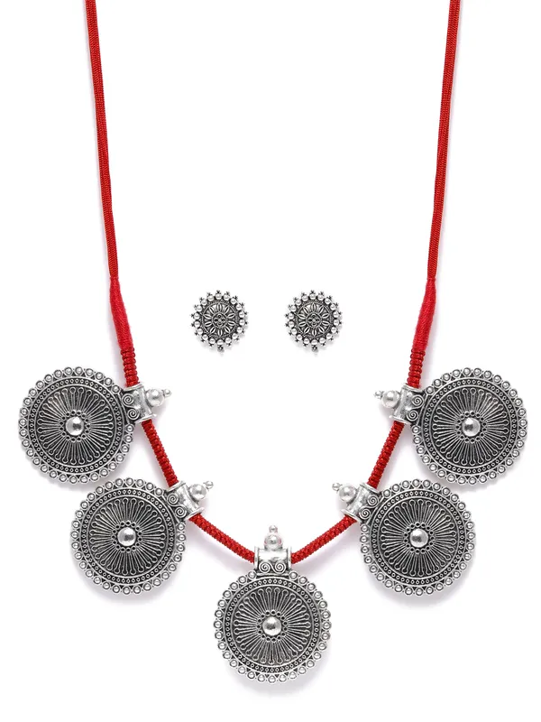 Oxidized_Red_Silver-Plated_Jewellery_Set