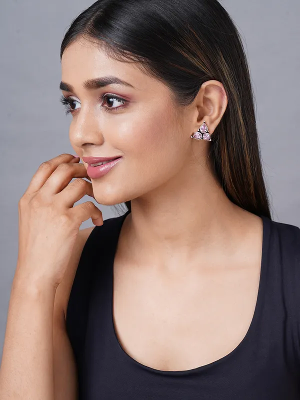 silver_plated_pink_stone_traingle_studs