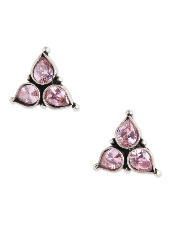 silver_plated_pink_stone_traingle_studs