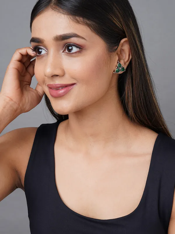 silver_plated_green_stone_traingle_studs