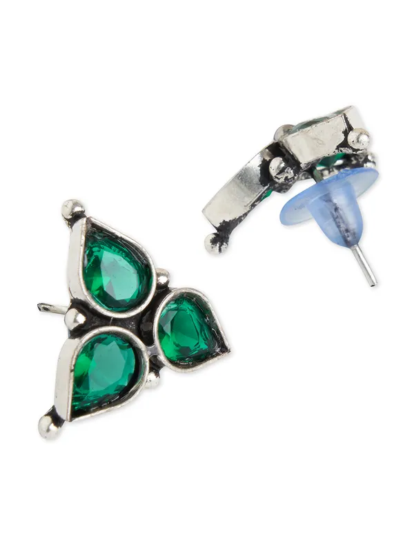 silver_plated_green_stone_traingle_studs