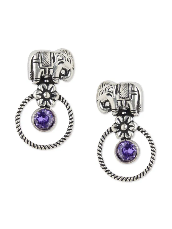 German_silver_elephant_stud_earrings