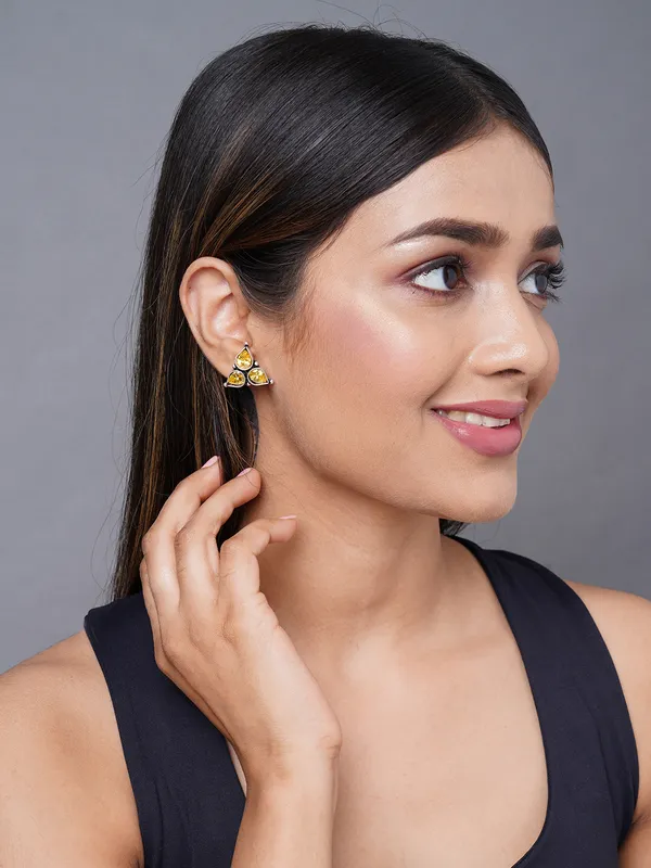 silver_plated_yellow_stone_traingle_studs