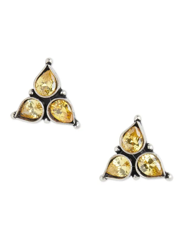 silver_plated_yellow_stone_traingle_studs