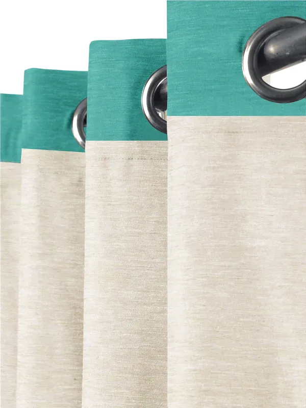 Pack_of_2_Cotton_Beige_Aqua_blossom_bale_Collection_Curtain_Set_for_Window_and_Door