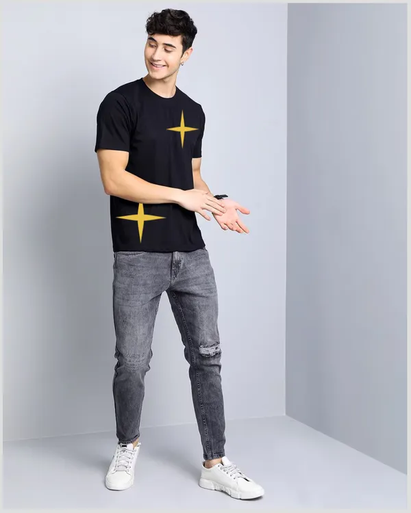 Black_Star_Printed_Half_Sleeve_Cotton_T-Shirt_For_Men