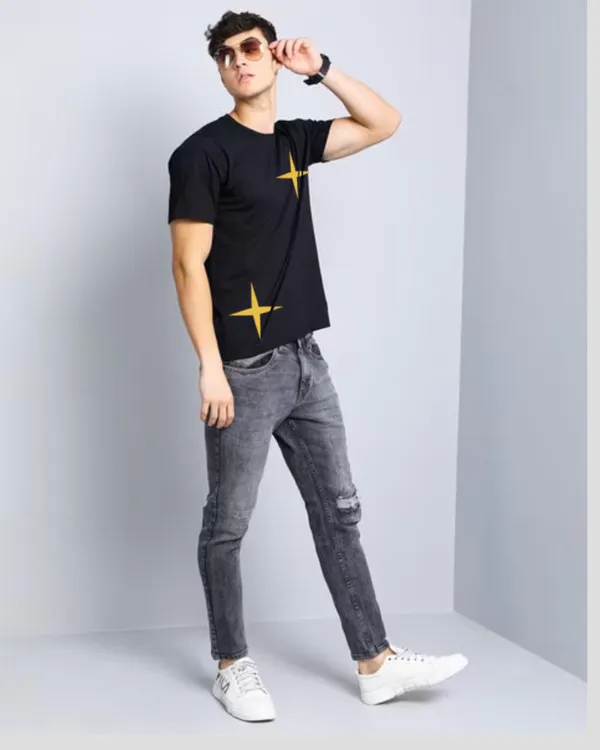 Black_Star_Printed_Half_Sleeve_Cotton_T-Shirt_For_Men