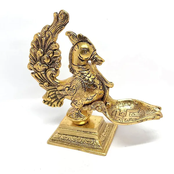 Annapakshi_deepam_Peacock_Diya_Design_Handmade_Curved_Oil_Lamp_Antique_Lipakshi_Diya_for_Home_Decor_Temple_Puja_Office_Counter_Diwali_Decoration_Festival_Gift_(Light)