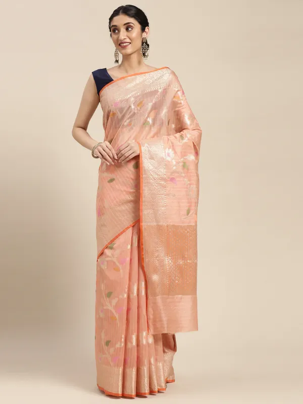 Pink_Mulberry_Silk/Silk_Blend_Banarasi_Sarees_For_Women