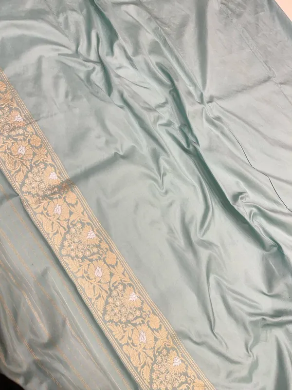 Humairah_Pure_Handloom_Seagreen_Katan_Silk_Kadhwa_Floral_Minakari_Jangla_Zari_Jaal_with__Gold_Kadhwa_Silver_Meenakari_Border_&_Pallu_and_Sea_Green_Blouse