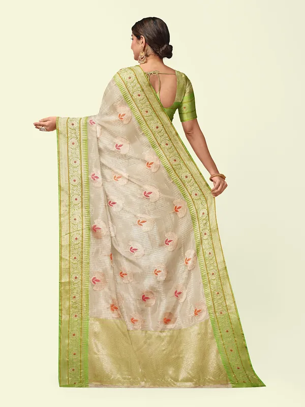 Beige_Cotton_Blend_Banarasi_Sarees_For_Women