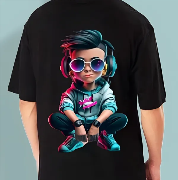 Black_Oversized_Printed_Half_Sleeve_Cotton_T-Shirt_For_Men