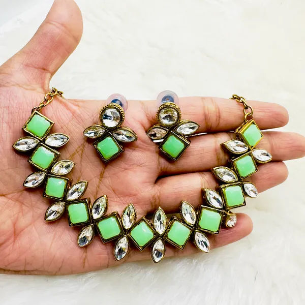 Light_Green_Alloy_Copper_Jewellery_Set_For_Women