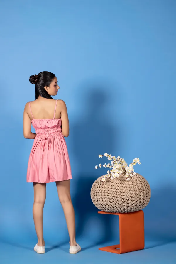 Pink_Fit_&_Flare_Tencel_Twill_Mini_Dress_For_Women