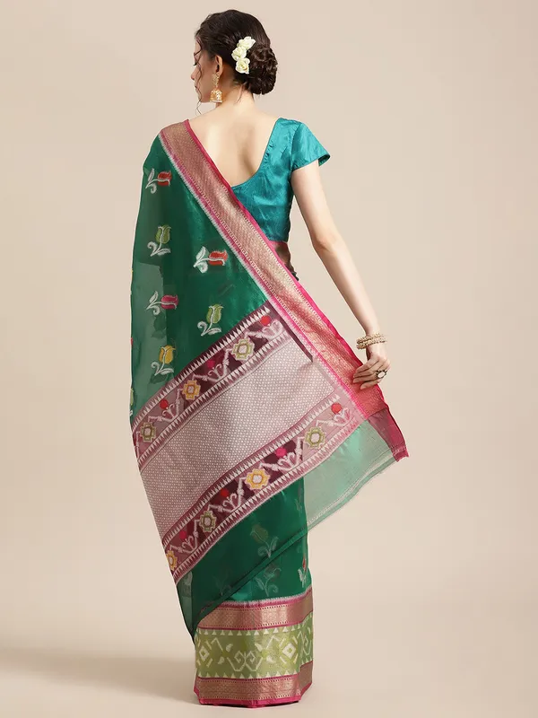Green_Art_Silk_Banarasi_Sarees_For_Women