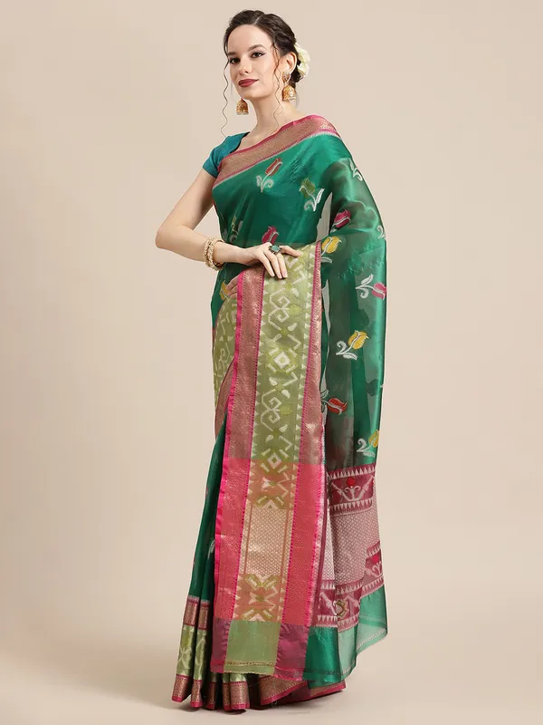 Green_Art_Silk_Banarasi_Sarees_For_Women