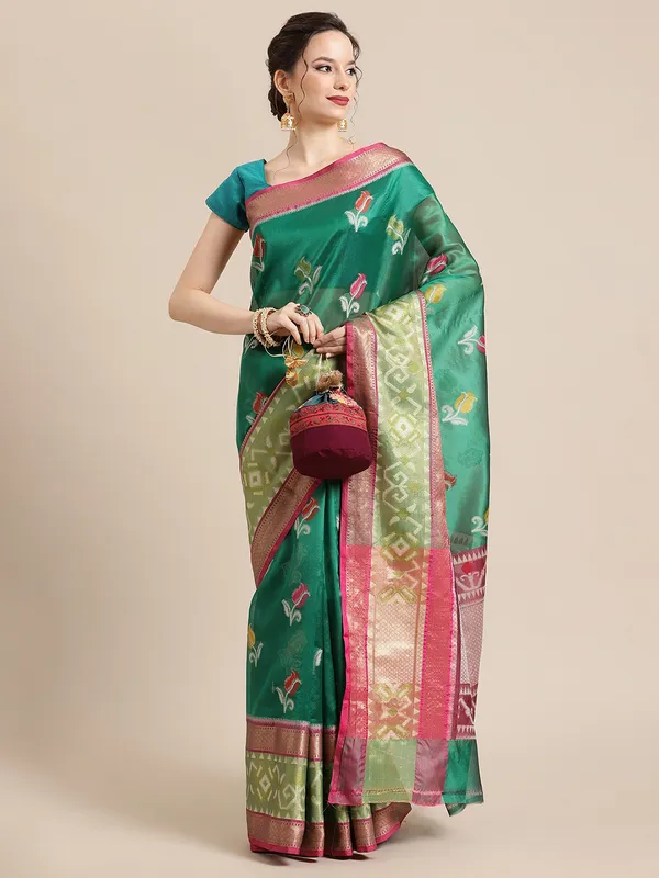 Green_Art_Silk_Banarasi_Sarees_For_Women