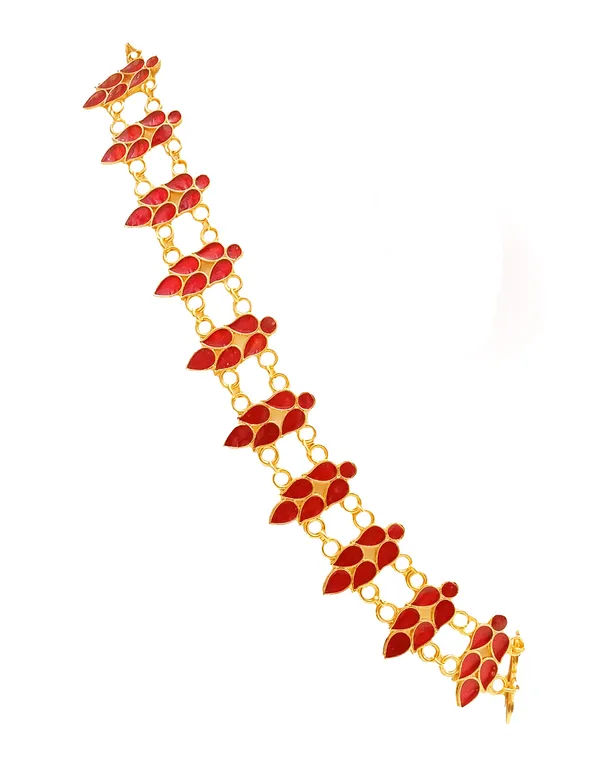 Assamese_Traditional_Gold_Plated_Red_Colour_Golpata_Necklace_Set_For_Women_&_Girl