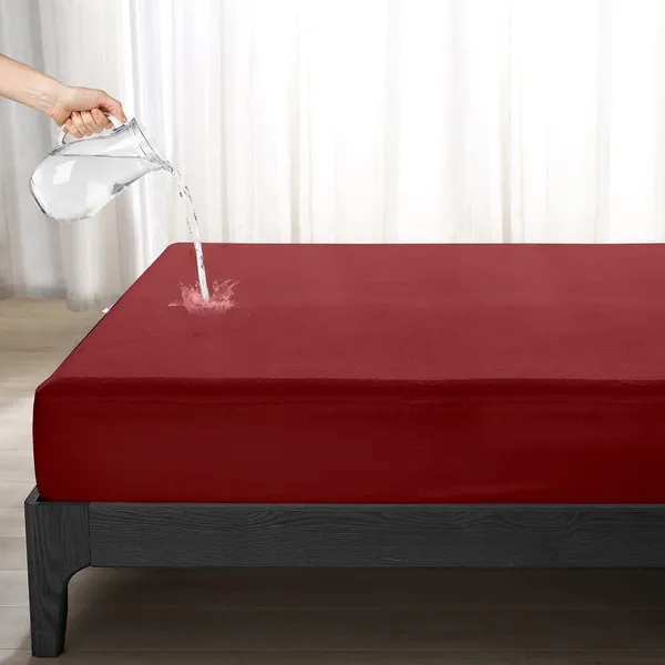 King_Size_Elastic_Strap_Waterproof_Mattress_Cover_(Maroon)