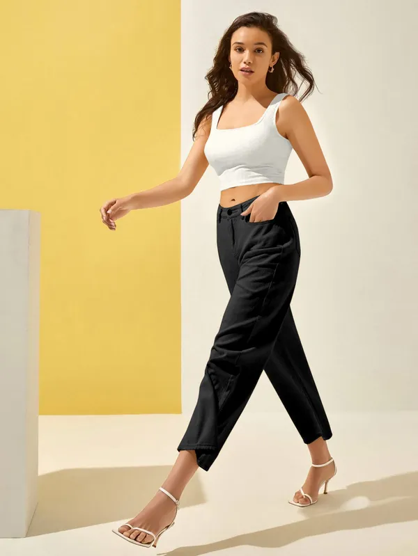 White_Sleeveless__Ribbed_Square_Neck__Crop_Top_For_Women