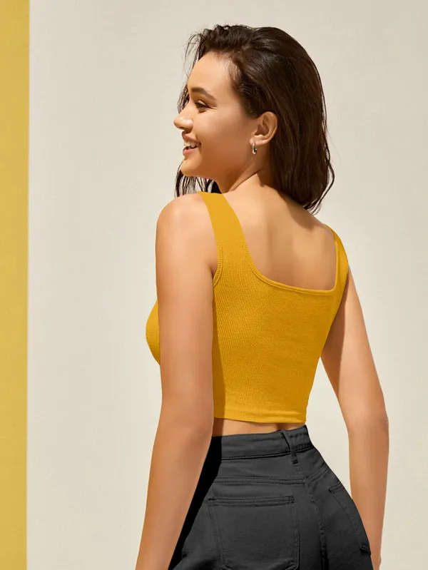 Yellow_Sleeveless__Ribbed_Square_Neck__Crop_Top_For_Women